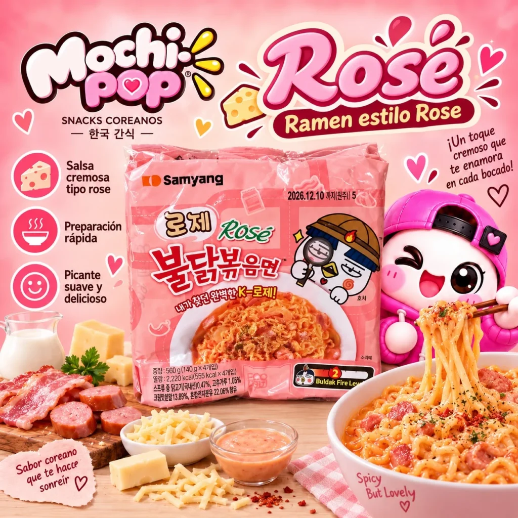 Fideos salteados de pollo picante sabor rose 1pcs